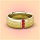 2 - LeBron 0.17 ctw Round Ruby with Brushed and Polished Finish 8.00 mm Three Stone Men's Wedding Band 
