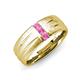 3 - LeBron 0.17 ctw Round Pink Sapphire with Brushed and Polished Finish 8.00 mm Three Stone Men's Wedding Band 