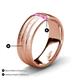 4 - LeBron 0.17 ctw Round Pink Sapphire with Brushed and Polished Finish 8.00 mm Three Stone Men's Wedding Band 