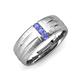 3 - LeBron 0.15 ctw Round Tanzanite with Brushed and Polished Finish 8.00 mm Three Stone Men's Wedding Band 