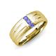 3 - LeBron 0.15 ctw Round Tanzanite with Brushed and Polished Finish 8.00 mm Three Stone Men's Wedding Band 