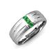 3 - LeBron 0.19 ctw Round Green Garnet with Brushed and Polished Finish 8.00 mm Three Stone Men's Wedding Band 