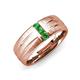 3 - LeBron 0.19 ctw Round Green Garnet with Brushed and Polished Finish 8.00 mm Three Stone Men's Wedding Band 