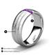 4 - LeBron  Round Amethyst with Brushed and Polished Finish 8.00 mm Three Stone Men's Wedding Band 