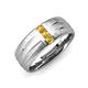 3 - LeBron  Round Citrine with Brushed and Polished Finish 8.00 mm Three Stone Men's Wedding Band 