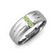 3 - LeBron 1.50 ctw Round Peridot with Brushed and Polished Finish 8.00 mm Three Stone Men's Wedding Band 