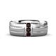 1 - LeBron 0.19 ctw Round Red Garnet with Brushed and Polished Finish 8.00 mm Three Stone Men's Wedding Band 