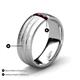 4 - LeBron 0.19 ctw Round Red Garnet with Brushed and Polished Finish 8.00 mm Three Stone Men's Wedding Band 