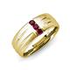 3 - LeBron 0.19 ctw Round Rhodolite Garnet with Brushed and Polished Finish 8.00 mm Three Stone Men's Wedding Band 