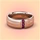 2 - LeBron 0.19 ctw Round Rhodolite Garnet with Brushed and Polished Finish 8.00 mm Three Stone Men's Wedding Band 