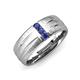 3 - LeBron  Round Iolite with Brushed and Polished Finish 8.00 mm Three Stone Men's Wedding Band 