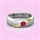 2 - Ekon 1/6 ct Round Ruby Brushed Satin Finish Solitaire Men Wedding Band (5 mm) 