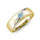 3 - Ekon 1/7 ct Round Aquamarine Brushed Satin Finish Solitaire Men Wedding Band (5 mm) 