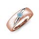 3 - Ekon 1/7 ct Round Aquamarine Brushed Satin Finish Solitaire Men Wedding Band (5 mm) 