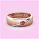 2 - Ekon 1/7 ct Round Pink Tourmaline Brushed Satin Finish Solitaire Men Wedding Band (5 mm) 