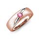 3 - Ekon 1/7 ct Round Pink Tourmaline Brushed Satin Finish Solitaire Men Wedding Band (5 mm) 