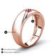 4 - Ekon 1/7 ct Round Pink Tourmaline Brushed Satin Finish Solitaire Men Wedding Band (5 mm) 
