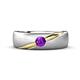 1 - Ekon 1/7 ct Round Amethyst Brushed Satin Finish Solitaire Men Wedding Band (5 mm) 