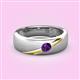 2 - Ekon 1/7 ct Round Amethyst Brushed Satin Finish Solitaire Men Wedding Band (5 mm) 