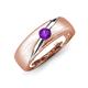 3 - Ekon 1/7 ct Round Amethyst Brushed Satin Finish Solitaire Men Wedding Band (5 mm) 