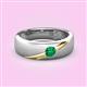 2 - Ekon 1/6 ct Round Emerald Brushed Satin Finish Solitaire Men Wedding Band (5 mm) 
