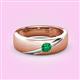 2 - Ekon 1/6 ct Round Emerald Brushed Satin Finish Solitaire Men Wedding Band (5 mm) 