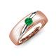3 - Ekon 1/6 ct Round Emerald Brushed Satin Finish Solitaire Men Wedding Band (5 mm) 