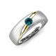 3 - Ekon 1/6 ct Round Blue Diamond Brushed Satin Finish Solitaire Men Wedding Band (5 mm) 