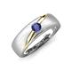 3 - Ekon 1/7 ct Round Iolite Brushed Satin Finish Solitaire Men Wedding Band (5 mm) 