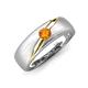 3 - Ekon 1/7 ct Round Citrine Brushed Satin Finish Solitaire Men Wedding Band (5 mm) 