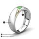 4 - Ekon 1/6 ct Round Green Garnet Brushed Satin Finish Solitaire Men Wedding Band (5 mm) 