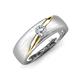 3 - Ekon 1/7 ct Round Moissanite Brushed Satin Finish Solitaire Men Wedding Band (5 mm) 