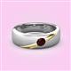 2 - Ekon 1/6 ct Round Red Garnet Brushed Satin Finish Solitaire Men Wedding Band (5 mm) 