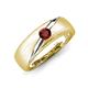 3 - Ekon 1/6 ct Round Red Garnet Brushed Satin Finish Solitaire Men Wedding Band (5 mm) 