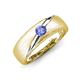 3 - Ekon 1/6 ct Round Tanzanite Brushed Satin Finish Solitaire Men Wedding Band (5 mm) 
