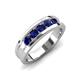 4 - Aaron 0.60 ctw Blue Sapphire 5 Stone Men Wedding Band (5 mm) 