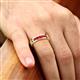 2 - Aaron 0.50 ctw Ruby 5 Stone Men Wedding Band (5 mm) 