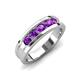 4 - Aaron 0.40 ctw Amethyst 5 Stone Men Wedding Band (5 mm) 