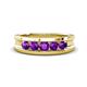 1 - Aaron 0.40 ctw Amethyst 5 Stone Men Wedding Band (5 mm) 