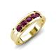 4 - Aaron 0.58 ctw Rhodolite Garnet 5 Stone Men Wedding Band (5 mm) 