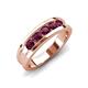 4 - Aaron 0.58 ctw Rhodolite Garnet 5 Stone Men Wedding Band (5 mm) 