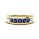 1 - Aaron 0.40 ctw Iolite 5 Stone Men Wedding Band (5 mm) 