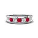 1 - Aaron 0.50 ctw Natural Diamond & Ruby 5 Stone Men Wedding Band (3 mm) 