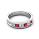 6 - Aaron 0.50 ctw Natural Diamond & Ruby 5 Stone Men Wedding Band (3 mm) 