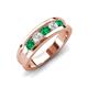 4 - Aaron 0.50 ctw Natural Diamond & Emerald 5 Stone Men Wedding Band (3 mm) 
