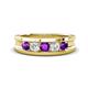 1 - Aaron 0.44 ctw Natural Diamond & Amethyst 5 Stone Men Wedding Band (3 mm) 