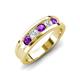 4 - Aaron 0.44 ctw Natural Diamond & Amethyst 5 Stone Men Wedding Band (3 mm) 