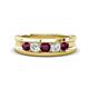 1 - Aaron 0.55 ctw Natural Diamond & Rhodolite Garnet 5 Stone Men Wedding Band (3 mm) 