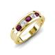 4 - Aaron 0.55 ctw Natural Diamond & Rhodolite Garnet 5 Stone Men Wedding Band (3 mm) 