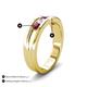 5 - Aaron 0.55 ctw Natural Diamond & Rhodolite Garnet 5 Stone Men Wedding Band (3 mm) 